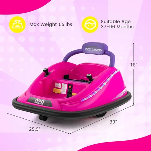 Miniatura 7 de OLAKIDS Coche chocador para niños pequeños, juguete eléctrico de 12V para montar con control remoto, vehículo a batería de carreras para bebé, Rosa