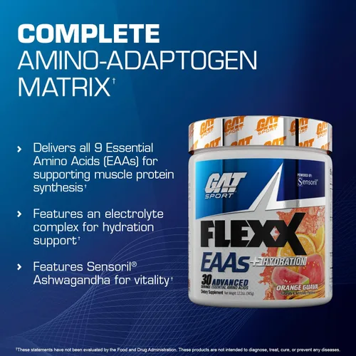 Miniatura 4 de GAT SPORT Flexx EAA + Hydration, aminoácidos esenciales avanzados, 30 porciones (Blue Razz)