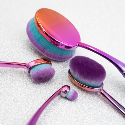 Miniatura 5 de MODA Prismatic - Juego de 4 brochas de maquillaje para perfeccionar la cara, filamentos sintéticos ultrasuaves para base sin costuras, mezcla