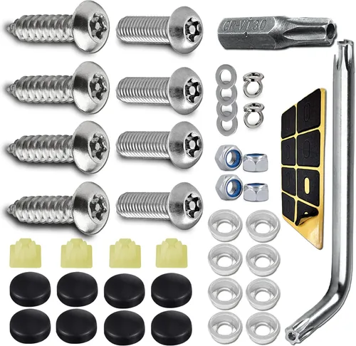 Miniatura 10 de Tornillos antirrobo para placa de matrícula, accesorios de montaje resistentes a manipulaciones, juego de tornillos de seguridad de 1/4" (M6), kit