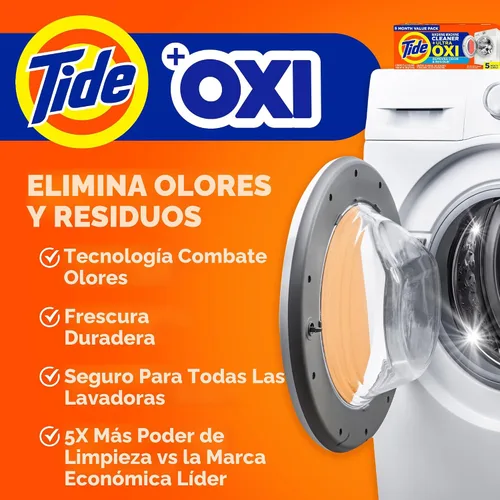 Miniatura 3 de Tide Limpiador de lavadora para 52 semanas con Oxi para lavadoras de carga frontal y superior, eliminación de residuos de limpieza profunda