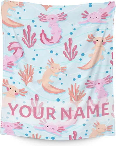 Miniatura 16 de Axolotl - Manta de regalo de 40 x 50 pulgadas para niñas, manta suave y mullida azul para cama, sofá y sala de estar Axolotl1-1