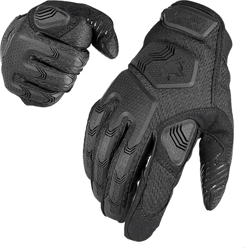 Miniatura 6 de WOLF TACTICAL Guantes de tiro tácticos para hombres, guantes militares, guantes de airsoft para paintball, combate, ejército, pantalla táctil Negro