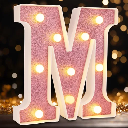 Letras pequeñas de marquesina LED, letras iluminadas, letras LED de 8.58 pulgadas, letrero iluminado a pilas para mesa, fiesta, cumpleaños,