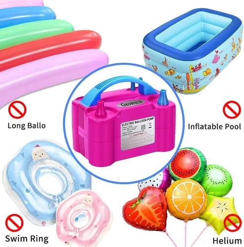 Miniatura 7 de Growsun Bomba Eléctrica de Globos Inflador de Aire Portátil Automático de Doble Boquilla Soplador de Globos 110V 600W para Cumpleaños Baby Shower
