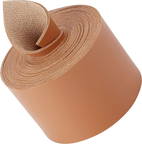 Miniatura 18 de GORGECRAFT Tira de correa de cuero de 1 pulgada de ancho 6.6 ft de largo de grano de cuero negro, cordón plano de una sola cara para manualidades