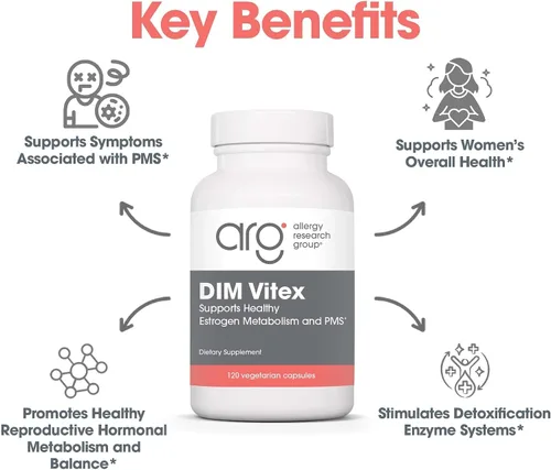 Miniatura 7 de Allergy Research Group DIM Vitex - Apoya el metabolismo del estrógeno - DIM con NAC y vitamina B y magnesio - 60 porciones - 120 cápsulas