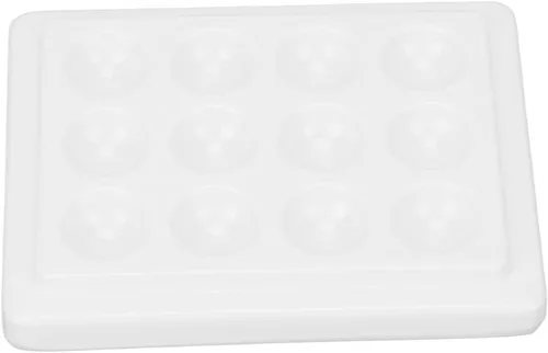 Miniatura 4 de Paleta de pintura de porcelana, suave y reutilizable de 12 pocillos, paleta de pintura de acuarela de color blanco puro con cubierta para artistas