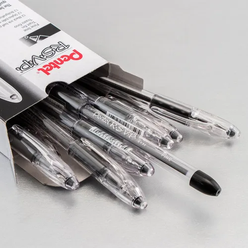 Miniatura 3 de Pentel R.S.V.P. Bolígrafo, trazo medio, tinta azul, paquete de dos unidades (BK91BP2C), Negro