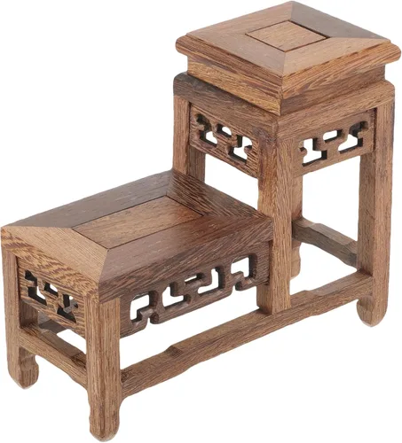 Miniatura 7 de DOITOOL Soporte de madera para plantas retro, soporte para macetas de jardín, para bonsái, base resistente para decoración del hogar, exhibiciones