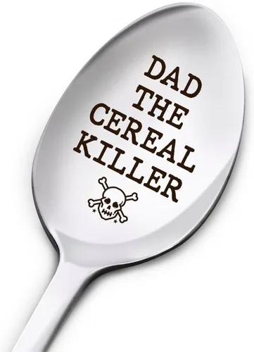Miniatura 6 de Cuchara de cereales grabada de acero inoxidable para papá, día del padre, cumpleaños, Acción de Gracias de parte de la hija, el hijo, los niños
