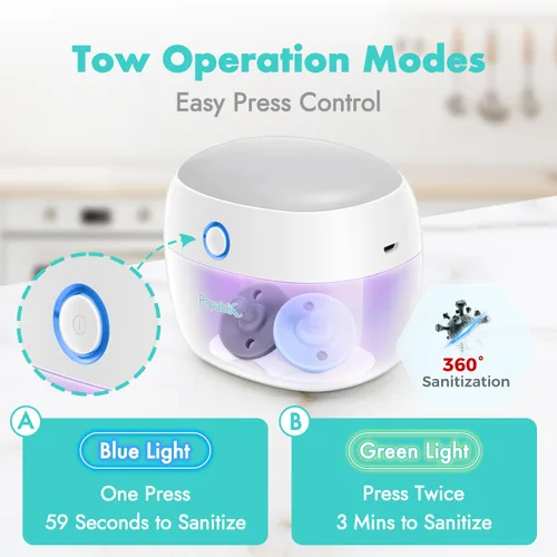 Miniatura 2 de Papablic Desinfectante portátil para chupete, estuche desinfectante con luz UV sobre la marcha para la salud del bebé, mini caja desinfectante