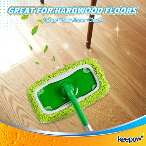 Miniatura 6 de KEEPOW - Paquete de 2 almohadillas de microfibra de felpilla reutilizables compatibles con Swiffer Sweeper, paños de barrido secos lavables