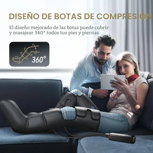 Miniatura 3 de FIT KING Masajeador de piernas de compresión de aire con calor y compresión para circulación y alivio del dolor, masajeador completo de piernas