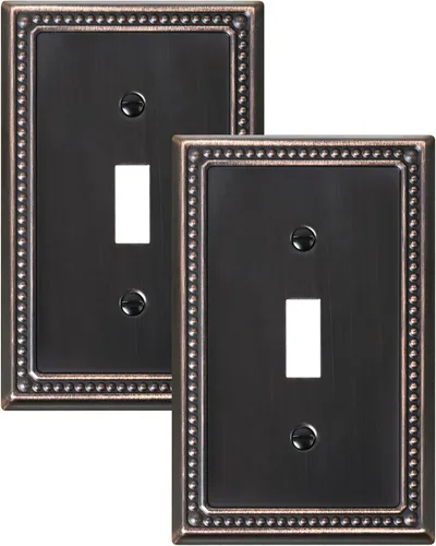 Miniatura 98 de Paquete de 4 placas de cubierta para interruptor de luz de palanca individual, cubiertas decorativas de perlas, placa de pared de metal almendra