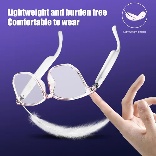 Miniatura 2 de Gafas inteligentes para mujer, gafas de auriculares con altavoces integrados, audio de oído abierto HD, filtrado de luz azul para trabajar (negro)