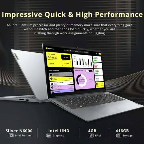 Miniatura 3 de Lenovo IdeaPad 1 - Laptop HD de 15.6 pulgadas, Intel Pentium Silver N6000, 4 GB de RAM, 288 GB de almacenamiento