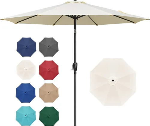 Miniatura 10 de Simple Deluxe - Paraguas de 9 pies para patio al aire libre, mesa de mercado, para jardín con botón de inclinación y manivela Turquesa