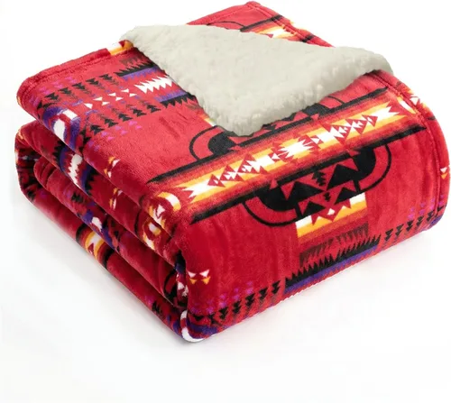 Miniatura 21 de Manta de forro polar Sacred Thread estilo azteca, reversible, manta nativa americana, manta para arreglar estilo occidental, nativa americana