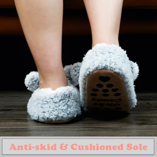 Miniatura 4 de cosyone1997 Lindas pantuflas de animales para niños, niñas y mujeres, calcetines de casa mullidos con suela antideslizante suave, regalos únicos