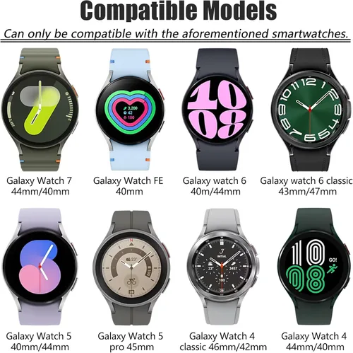 Miniatura 2 de EZMVZKU Galaxy Watch 7/6/5/4/FE 1.575 in 1.732 in correa de metal de acero inoxidable, correa sin huecos para Samsung Galaxy Watch 6 4 Classic 1.654