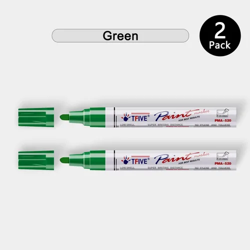Miniatura 7 de Rotuladores de pintura permanente verde TFIVE - 2 unidades, marcadores con base de aceite, punta media, impermeables y de secado rápido