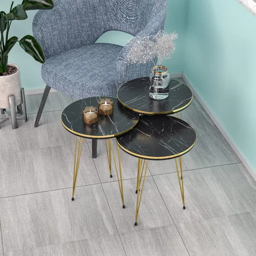 Miniatura 13 de Juego de 3 anidadores rectangulares, mesa anidable, base moderna de aspecto de grano de madera para mesas de centro o mesitas de noche, mesa