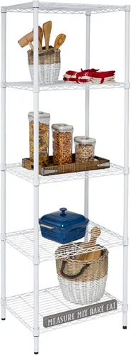 Honey-Can-Do Estantería ajustable resistente de 5 niveles, 250 libras por estante, estante de almacenamiento de metal certificado NSF, estante de