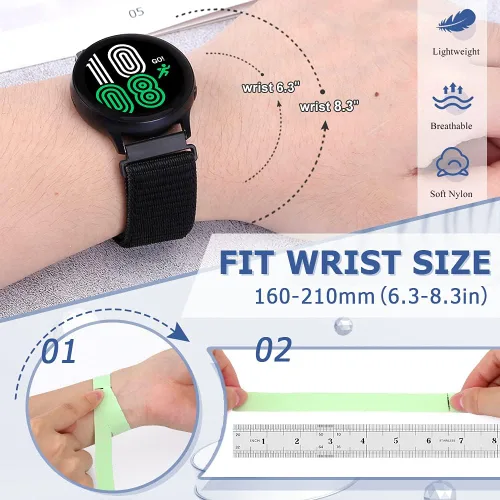 Miniatura 5 de Bandas de liberación rápida de nailon para reloj Garmin Vivoactive3/Forerunner 645/Galaxy Watch, bandas de 1.65 pulgadas, Active2 de 1.73 pulgadas