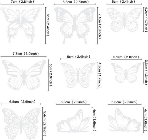 Miniatura 3 de Ercadio Paquete de 36 adornos de mariposa 3D para tartas de mariposa en blanco y negro de PVC para tartas de mariposa, estilo mixto, arte hueco
