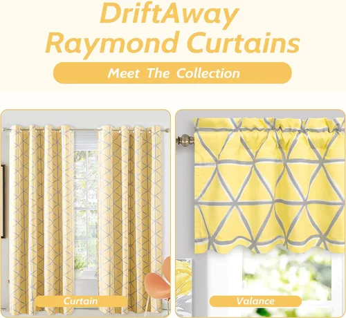 Miniatura 5 de DriftAway Raymond Cenefa de cortina de ventana con aislamiento térmico y patrón geométrico triangular enrejado para sala de estar, 52 x 18 pulgadas