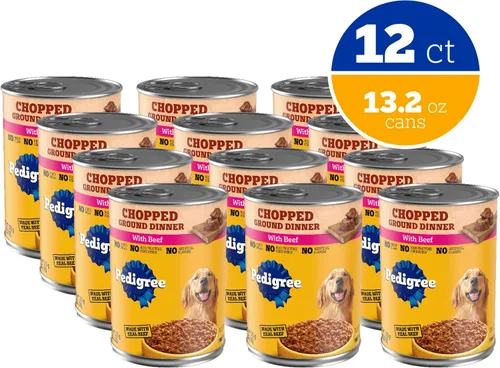Miniatura 2 de Pedigree Comida húmeda suave para perros adultos picada molida con carne de res, latas de 13.2 onzas, 12