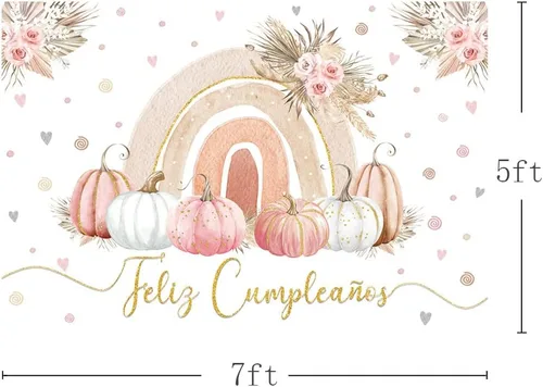 Miniatura 3 de MEHOFOND Pancarta de fondo bohemio de 7 x 5 pies con texto en inglés «Happy Birthday» para decoración de fiesta de cumpleaños, Día de Acción