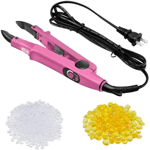 Zhehao Herramienta de extensiones de cabello de fusión, enchufe de EE. UU., herramientas profesionales de extensiones de cabello, cabeza C, punta U,