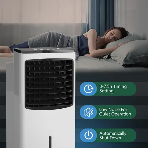 Miniatura 5 de FANTASK - Enfriador de aire portátil eléctrico, 3 modos, 3 velocidades y temporizador, ventilador con pantalla digital, caja de cristal de hielo