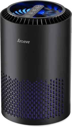 AROEVE Purificadores de aire para dormitorio y hogar, purificador de aire para humo, polen, caspa, pelo, olor, limpiador de aire con modo de sueño,