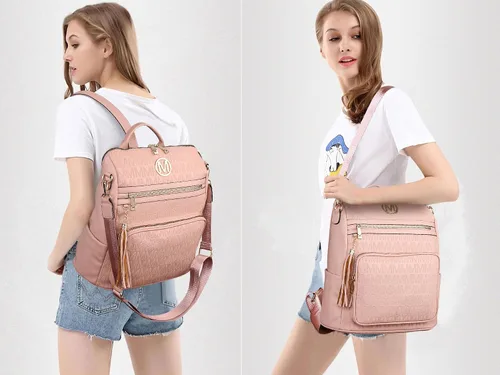 Miniatura 69 de MKP COLLECTION Mochila de moda para mujer, bolsa convertible grande para mujer, mochila de viaje, bolsa de hombro, juego de 2 piezas con borla, Beige