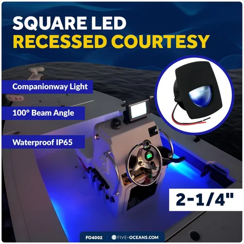 Miniatura 2 de Five Oceans - Luz LED de pasadizo para embarcación, luces LED azules de cortesía marinas, cuadradas para interior de barco, cubierta, cabina