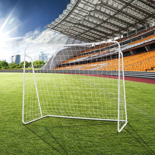 Miniatura 8 de GYMAX Portería de fútbol para patio trasero, red de fútbol de 7 x 5 pies con marco resistente y estacas para el suelo, equipo de campo de fútbol