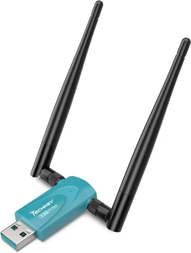 Miniatura 13 de Adaptador WiFi USB AC1300Mbps para PC - Techkey Dual 5Dbi Antena inalámbrica WiFi de alta ganancia Adaptador de red Dongle con 2.4GHz/400Mbps