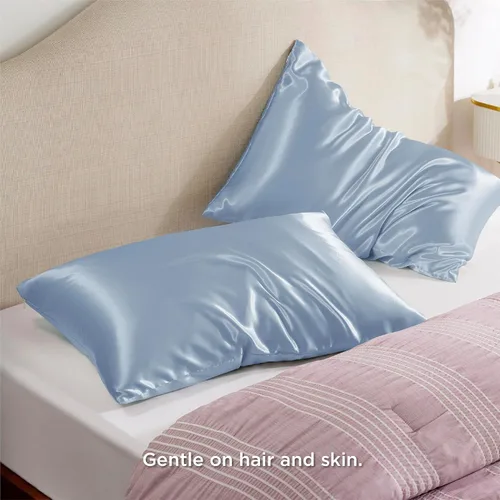 Miniatura 2 de Bedsure Funda de almohada de satén para el cabello, fundas de almohada de satén, tamaño estándar con cremallera, 20 x 26 pulgadas, paquete de 2, 12