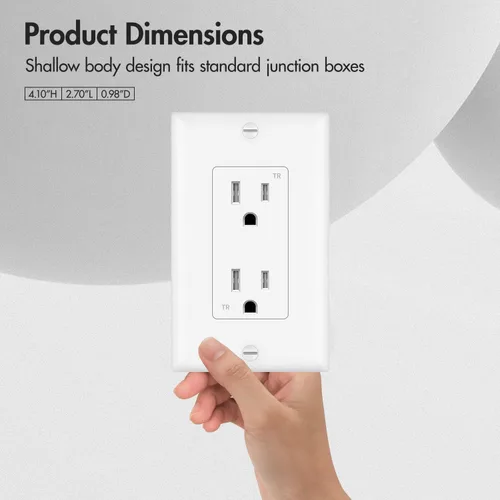 Miniatura 3 de Micmi Toma de corriente decorativa de 15 A, resistente a manipulaciones, toma de corriente eléctrica decorativa, 15 amperios, 125 voltios, conexión