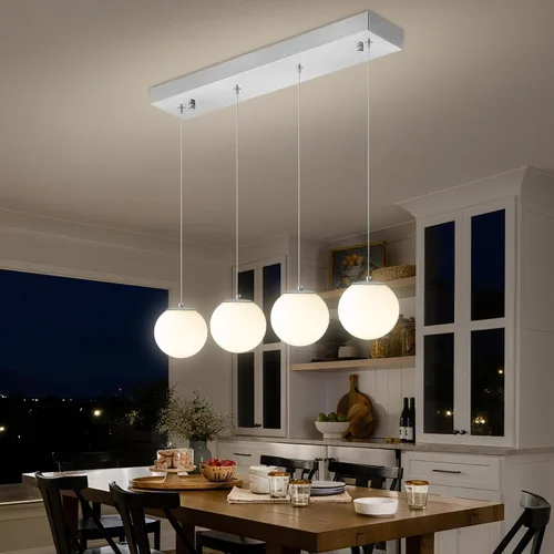 Miniatura 46 de ykolupty Escalera LED de 10 luces LED moderna con globo de cristal, lámpara colgante grande para techos altos, accesorios de iluminación de entrada