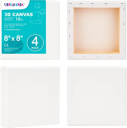Miniatura 9 de AUREUO Lienzo envuelto para galería de 4 x 4 pulgadas, profundidad de 1.5 pulgadas, paquete de 4 unidades, 10 onzas con triple imprimación de gesso