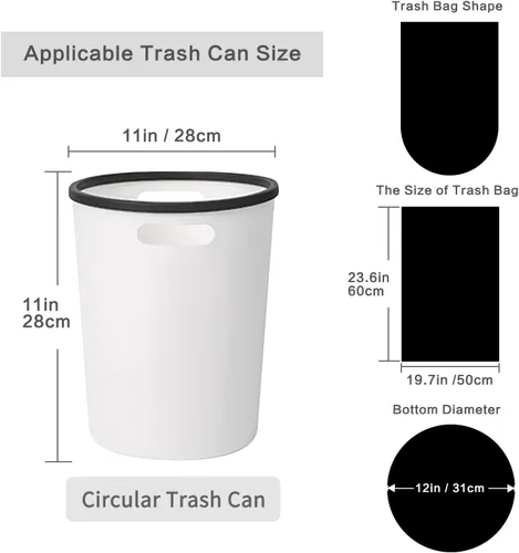 Miniatura 4 de Toplive Bolsa de basura para el hogar, baño, dormitorio, cocina, oficina (negro, 4 galones, 1.2 mil)