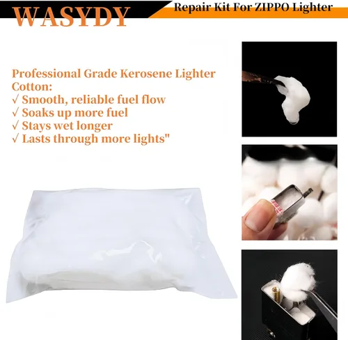 Miniatura 6 de Kit de reparación de encendedor, mecha y piezas de repuesto de algodón compatibles con encendedores Zippo, mecha de algodón de cobre, resorte
