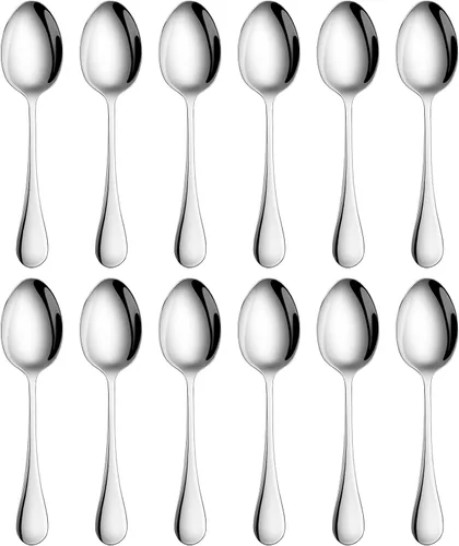 Artaste Rain - Juego de 12 cucharaditas de acero inoxidable 18/10, 6.25 pulgadas, plata pulida con espejo, 12 unidades