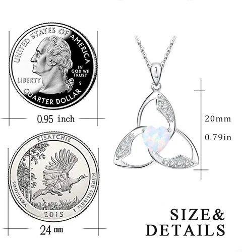 Miniatura 6 de JUSTKIDSTOY Collar celta de plata de ley 925 con nudo celta de la Trinidad de ópalo collar con colgante de ópalo de buena suerte regalos irlandeses