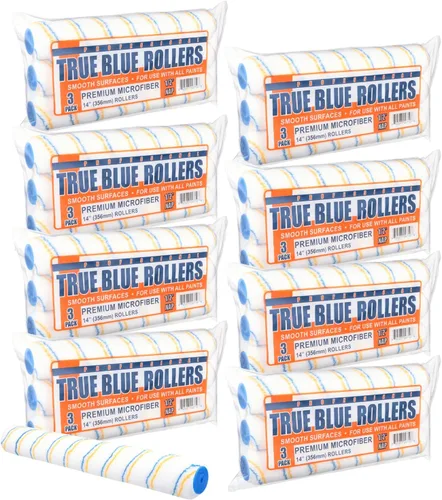 Miniatura 9 de True Blue - Cubiertas de rodillo de pintura profesional de 14 pulgadas, 14 pulgadas, lo mejor para todo tipo de superficies de pintura, paquete