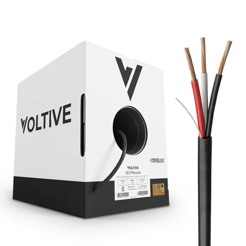 Miniatura 11 de Voltive Cable de altavoz 16/2, Plenum CL3P, negro, 100 pies - 16AWG, 2 conductores, cobre trenzado sin oxígeno, listado UL - V-1217-1